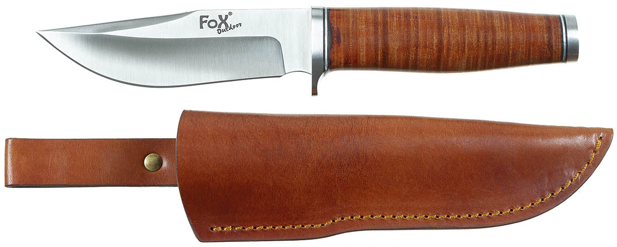 Coltello da viaggio, "Ranger 11", manico in pelle, fodero