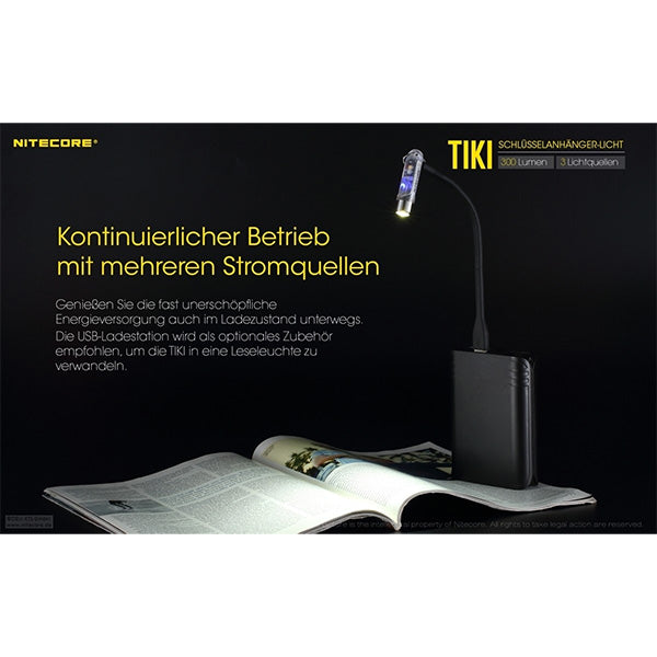 Torcia LED mini NITECORE TIKI - 300 lumen, incl. batteria