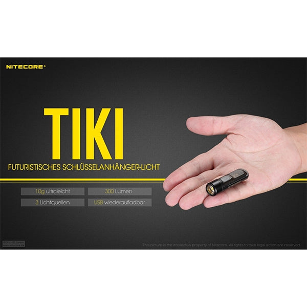 Torcia LED mini NITECORE TIKI - 300 lumen, incl. batteria