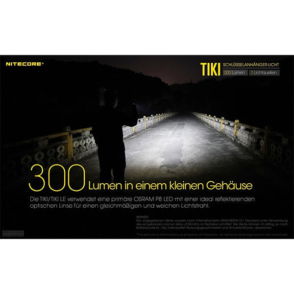 Torcia LED mini NITECORE TIKI - 300 lumen, incl. batteria