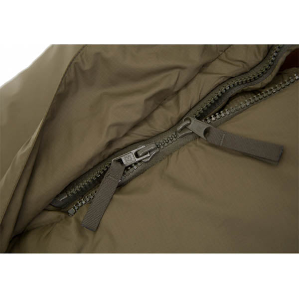 Kunstfaserschlafsack SURVIVAL ONE, OLIVE, Grösse L bis Körpergrosse 200cm Reissverschluss Mitte