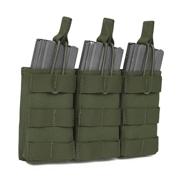 Custodia per caricatore Triple MOLLE Open M4 5.56mm Mag / Bungee Retention-3 Mag, OD verde