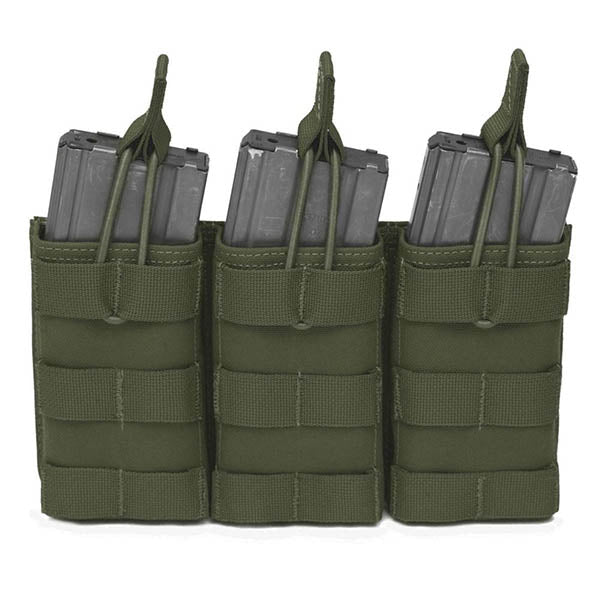 Custodia per caricatore Triple MOLLE Open M4 5.56mm Mag / Bungee Retention-3 Mag, OD verde