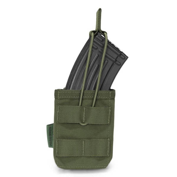 Single MOLLE Open AK 7.62mm Mag / Bungee Retention- 1 Mag, OD green