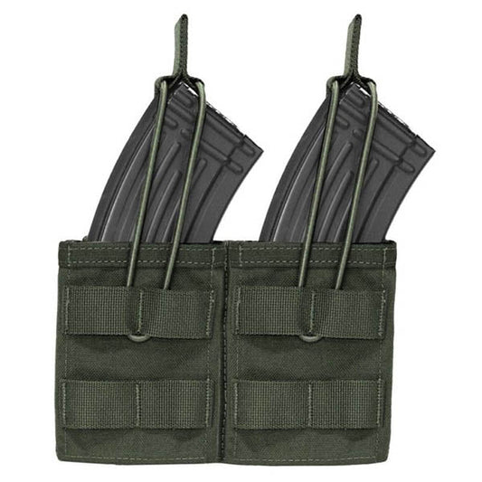 Doppio MOLLE aperto AK 7,62 mm Mag / Bungee Retention - 2 Mag, OD verde