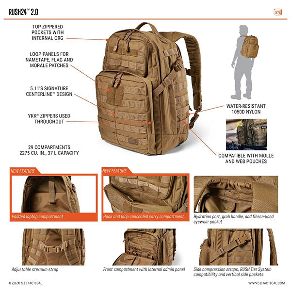 RUSH 24 2.0, 37 litri, canguro