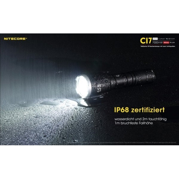 Torcia tattica a LED CI7, 2.500 lumen, batteria inclusa