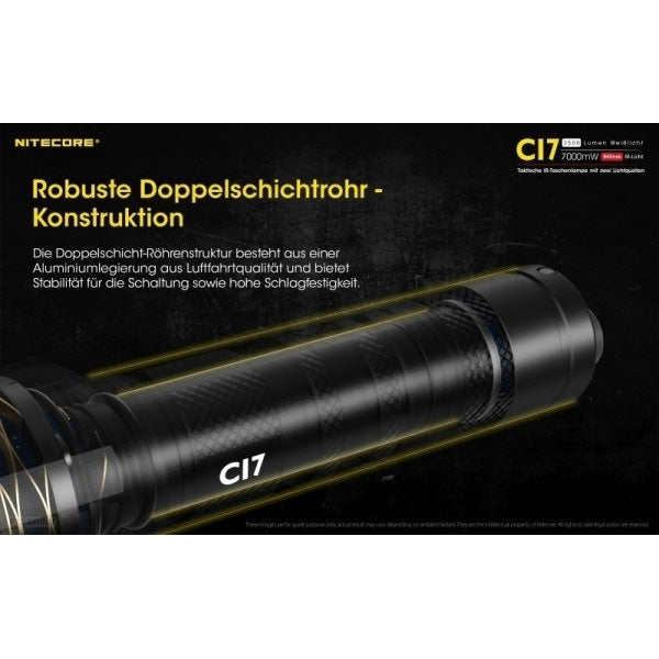 Torcia tattica a LED CI7, 2.500 lumen, batteria inclusa