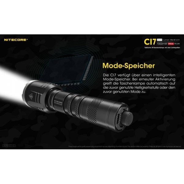 Torcia tattica a LED CI7, 2.500 lumen, batteria inclusa