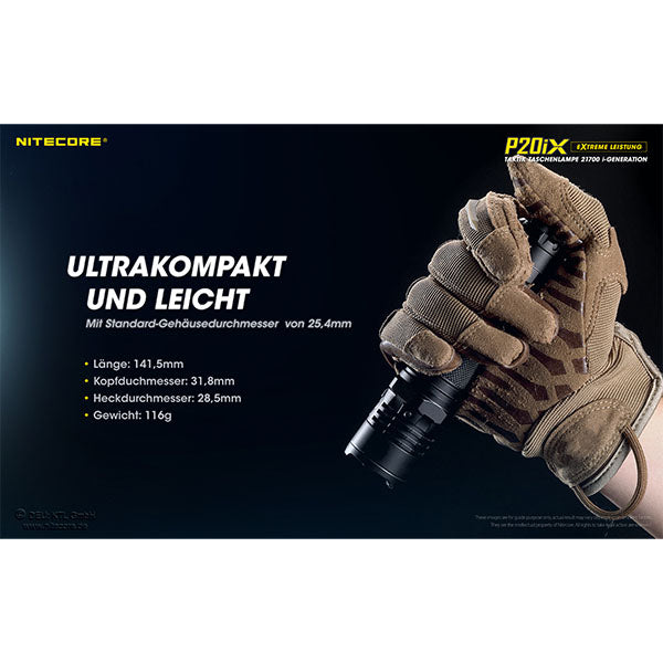 Torcia tattica a LED P20iX, 4.000 lumen, incl. batteria