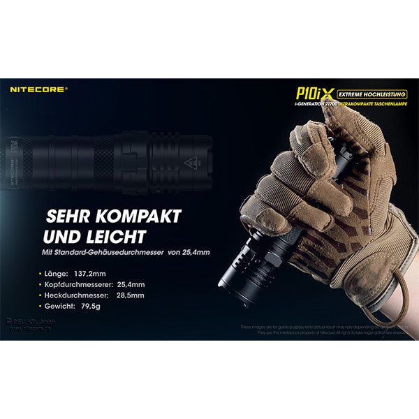 Taktische LED-Taschenlampe P10iX, 4'000 Lumen, inkl. Akku