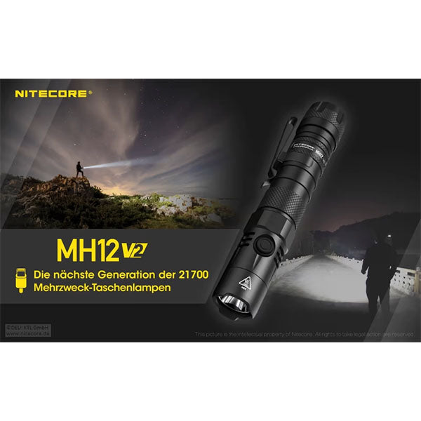 Taktische LED-Taschenlampe MH12 V2, 1'200 Lumen, inkl. Akku
