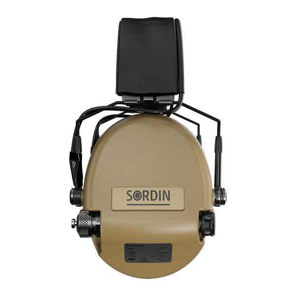 Protezione acustica SORDIN SUPREME MIL AUX, archetto sottile, sabbia