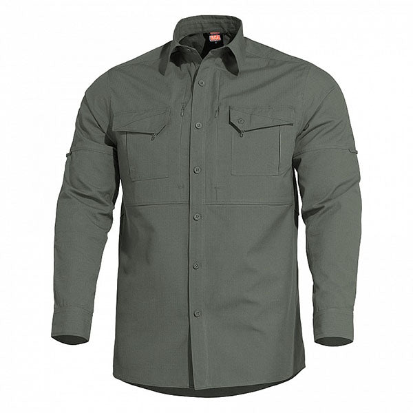 langarm Hemd PLATO SHIRT, ripstop, camo green