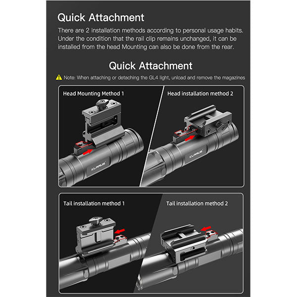 lampada tattica per armi a LED GL4, 3.300 lumen (batteria inclusa)