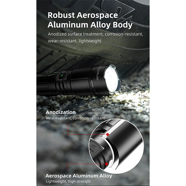 torcia tattica a LED A2 PRO, 1.450 lumen (senza batteria)