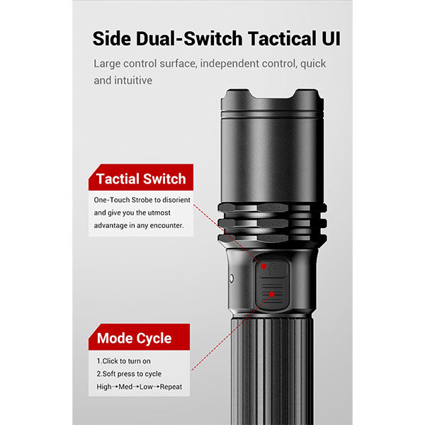 Taktische LED Taschenlampe A1 PRO, 1'300 Lumen (inkl. Akku)