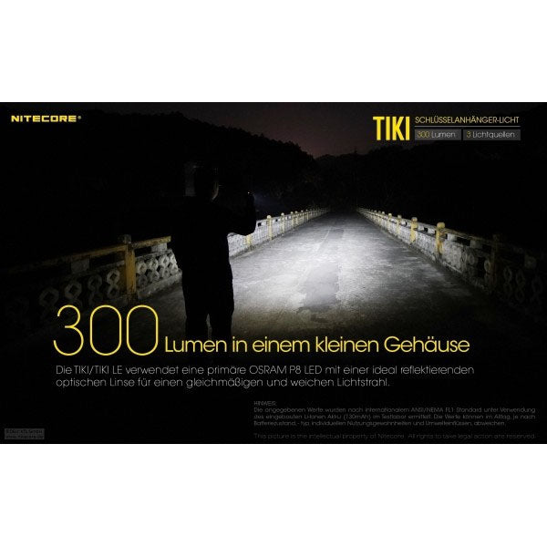 TORCIA LED NITECORE TIKI LE, 300 lumen (batteria inclusa), nera