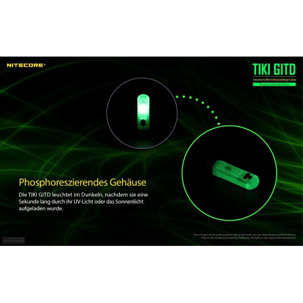 TORCIA A LED NITECORE TIKI GITD verde, 300 lumen (batteria inclusa)