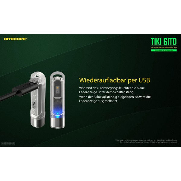 TORCIA A LED NITECORE TIKI GITD verde, 300 lumen (batteria inclusa)