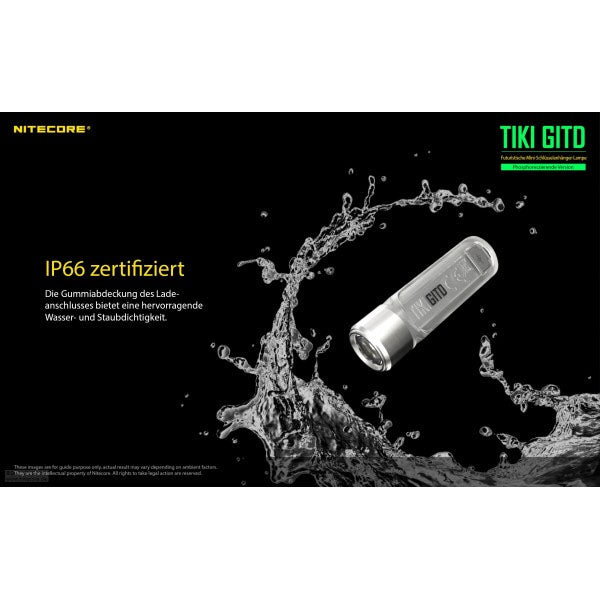 TORCIA A LED NITECORE TIKI GITD verde, 300 lumen (batteria inclusa)