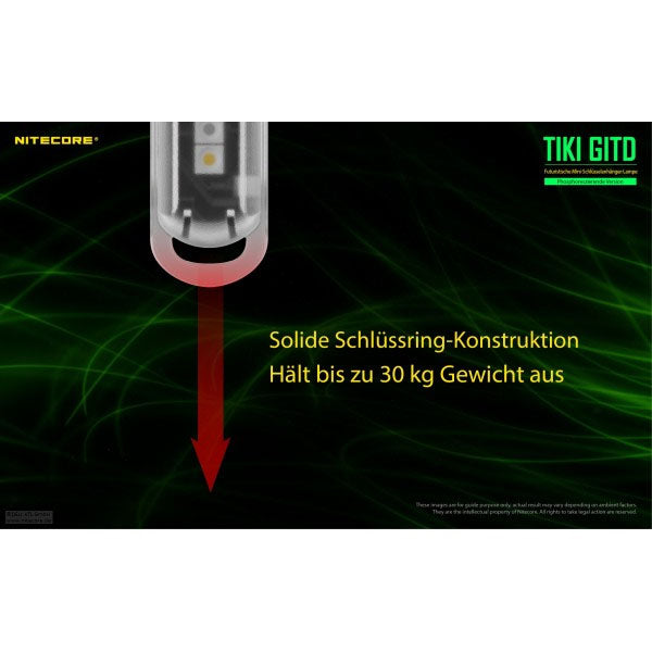 TORCIA A LED NITECORE TIKI GITD verde, 300 lumen (batteria inclusa)