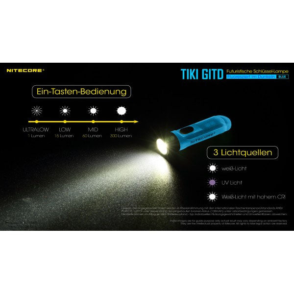TORCIA LED TIKI GITD blu, 300 lumen (batteria inclusa)