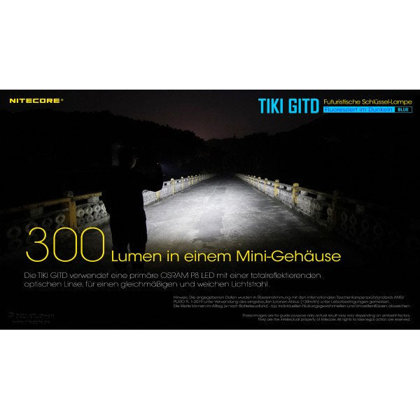 TORCIA LED TIKI GITD blu, 300 lumen (batteria inclusa)