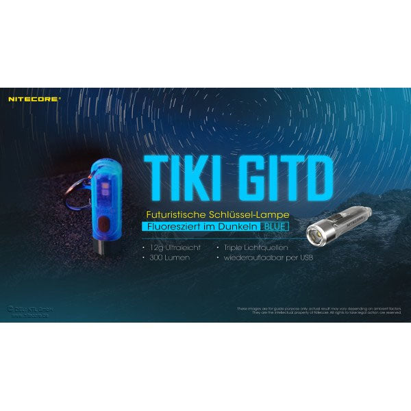 TORCIA LED TIKI GITD blu, 300 lumen (batteria inclusa)