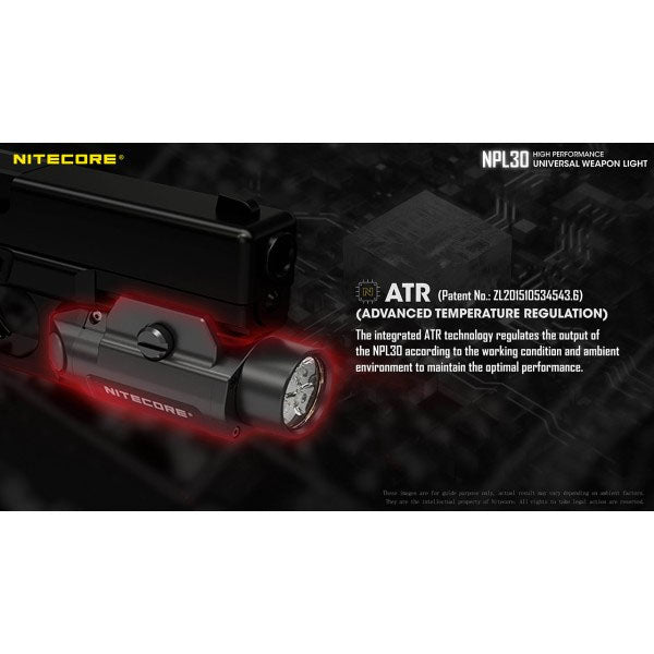 NITECORE LED WEAPON LIGHT NPL30 - 1.200 lumen (incl. batterie CR123A), nero