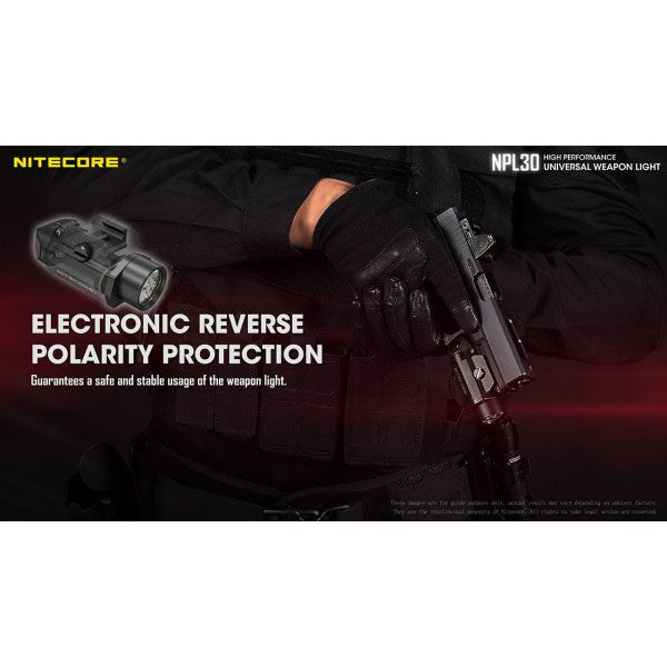 NITECORE LED WEAPON LIGHT NPL30 - 1.200 lumen (incl. batterie CR123A), nero