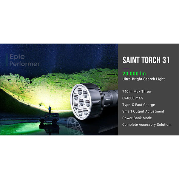 LED-Suchscheinwerfer SAINT TORCH 31, 20'000 Lumen (inkl. Akku)