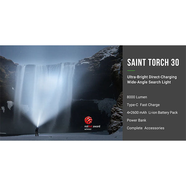 Faro orientabile a LED SAINT TORCH 30 V2.0, 8.000 lumen (batteria inclusa)