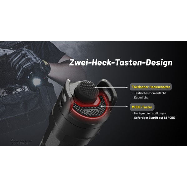 TORCIA LED tattica P23i - 3.000 lumen, batteria inclusa