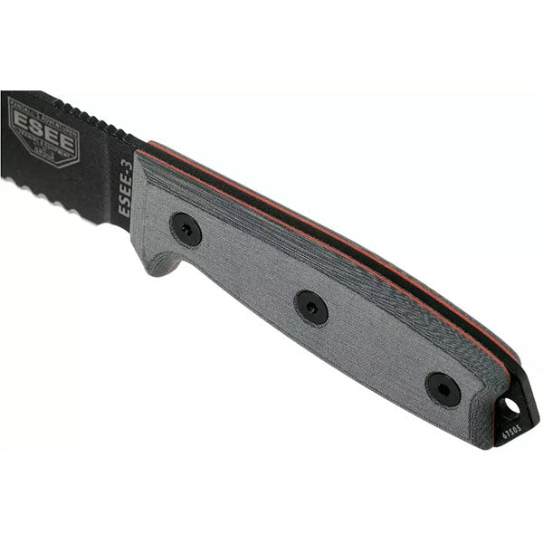 Survivalmesser MODEL 3 MIL, Teilwellenschliff, grau-schwarz