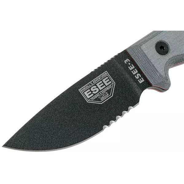 Survivalmesser MODEL 3 MIL, Teilwellenschliff, grau-schwarz