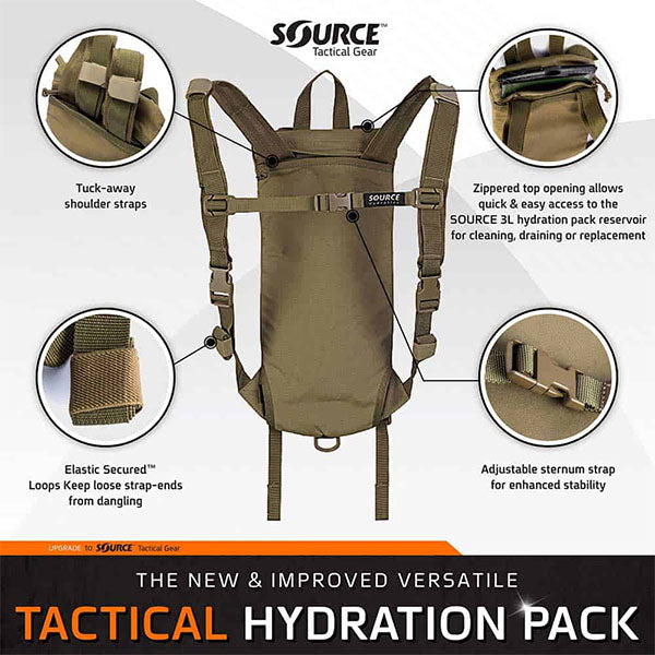 Zaino idratazione tattico TACTICAL 2L, nero