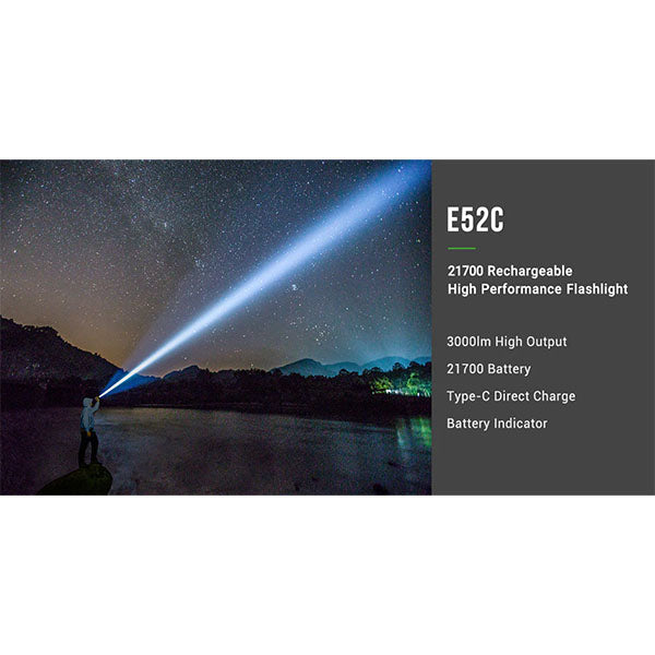 Torcia LED E52C, 3.000 lumen (batteria inclusa)