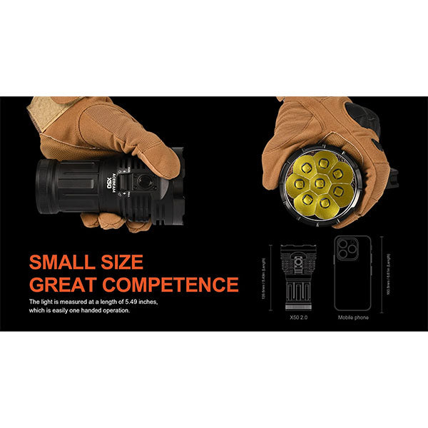 Faro tattico X50 2.0, 45.000 lumen (batteria inclusa)