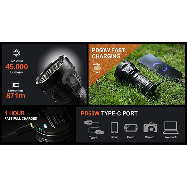 Faro tattico X50 2.0, 45.000 lumen (batteria inclusa)