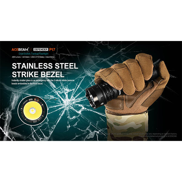 torcia tattica a LED DEFENDER P17, 4.900 lumen (batteria inclusa)