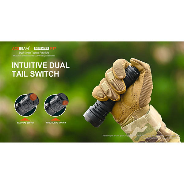 torcia tattica a LED DEFENDER P17, 4.900 lumen (batteria inclusa)