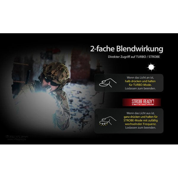 Torcia tattica a LED SRT7i, 3.000 lumen, incl. batteria