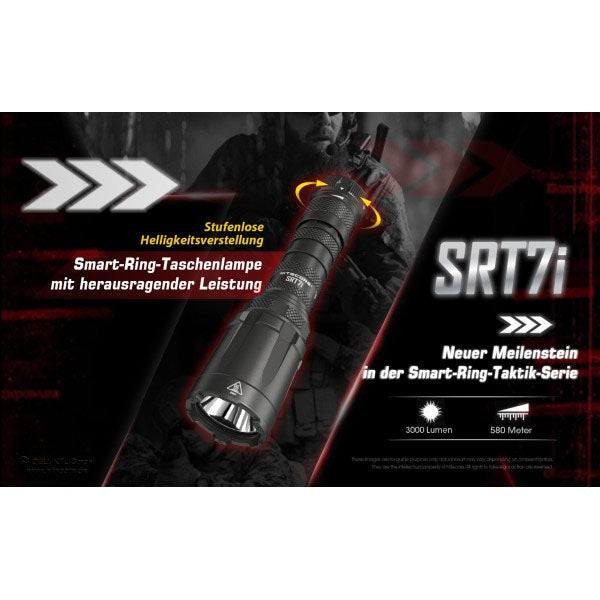 Torcia tattica a LED SRT7i, 3.000 lumen, incl. batteria