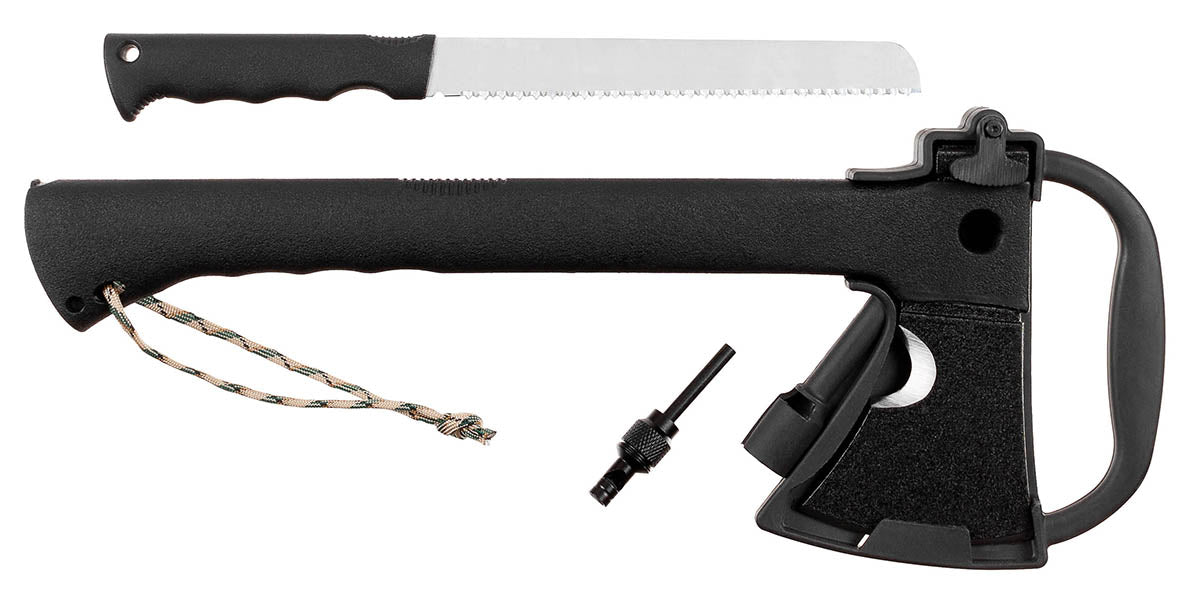 Ascia "Survival", manico in nylon, nera, fodero
