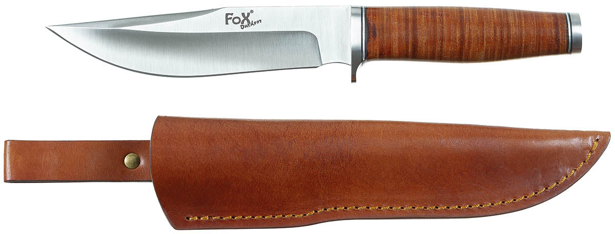 Coltello da viaggio, "Ranger 16", manico in pelle, fodero