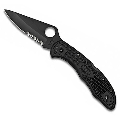 Delica 4, C11PSBBK, schwarze Klinge, Teilwellenschliff