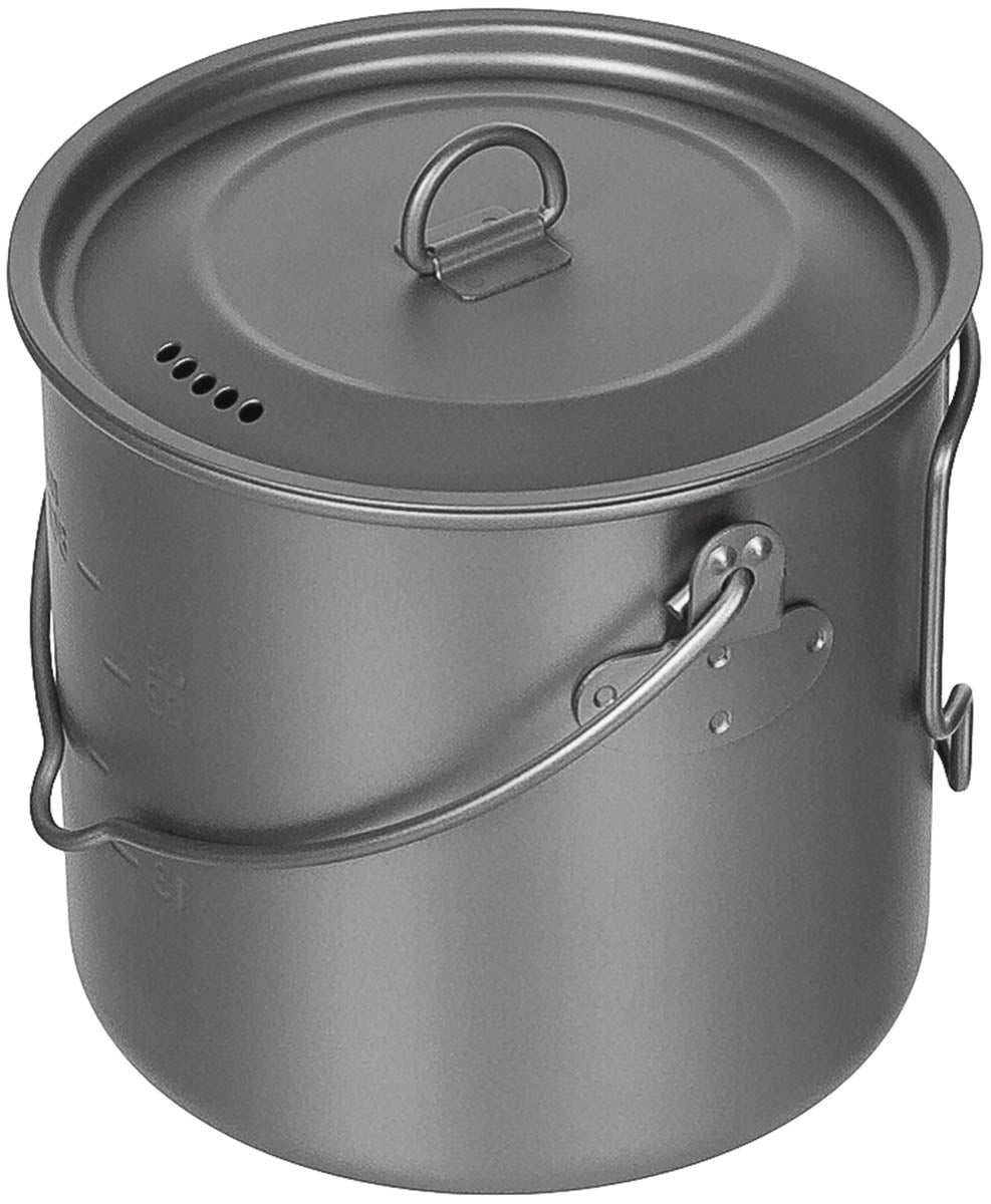 Pentola, titanio, piccola, con coperchio, manici pieghevoli, circa 1,1 l