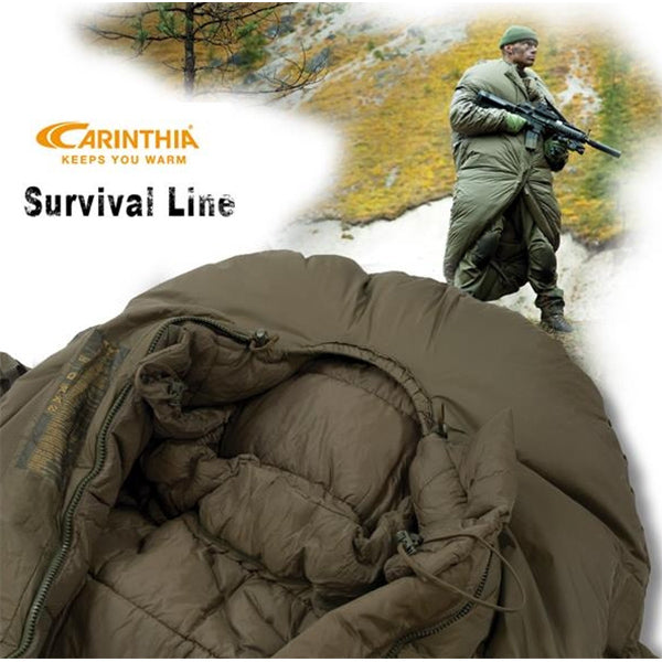 Kunstfaserschlafsack SURVIVAL ONE, OLIVE, Grösse L bis Körpergrosse 200cm Reissverschluss Mitte