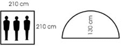 ZELT, 3 Personen, "MONODOM", Olive, Grösse 210 x 210 x 130 cm